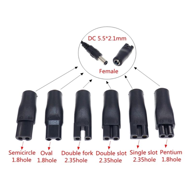 8Pcs Universal Razors Adapter with USB Cable Cord DC5521 Connector Adaptor Charging Heads Razors Charge Convetors