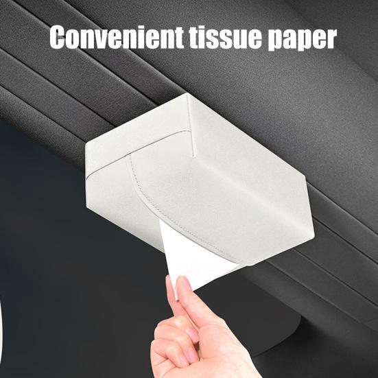 Car Tissue Box Magnetic Leather Tissue Holder Flexible Installation Tissue Dispenser for Car Seat Back Center Console Sun Visor Universal Car