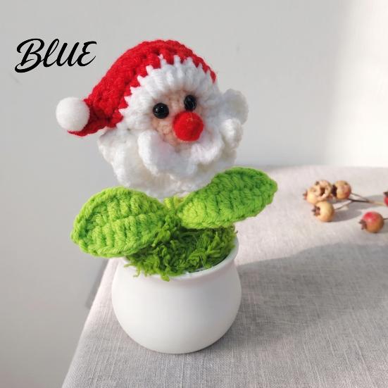Handmade Wool Desktop Decorations Hand Crochet Potted Christmas Tree, Creative Knitted Plant, Mini Thoughtful Holiday Gifts for Friends Cute