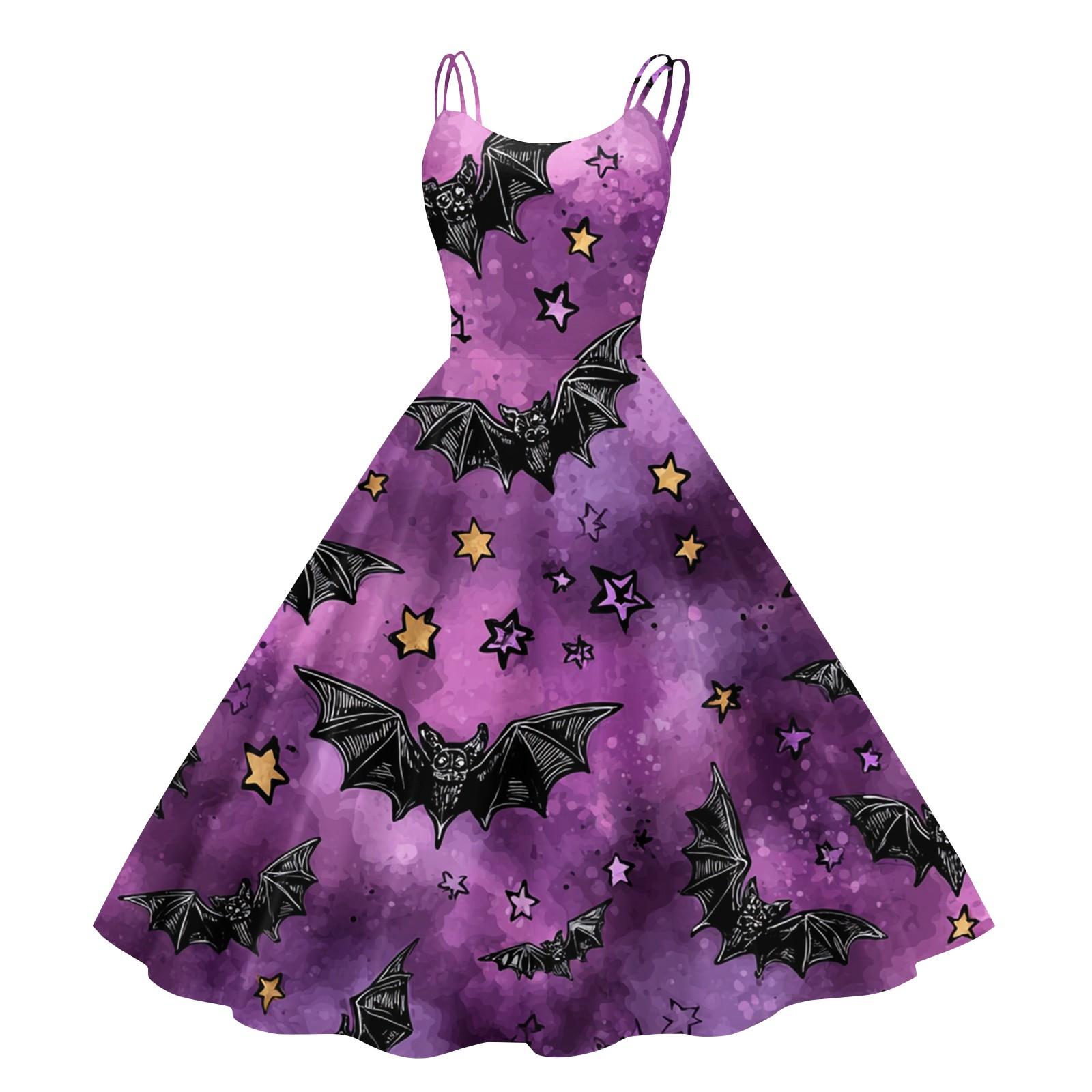 

Женское винтажное модное платье с принтом на Хэллоуин, без рукавов, с открытыми плечами XXL