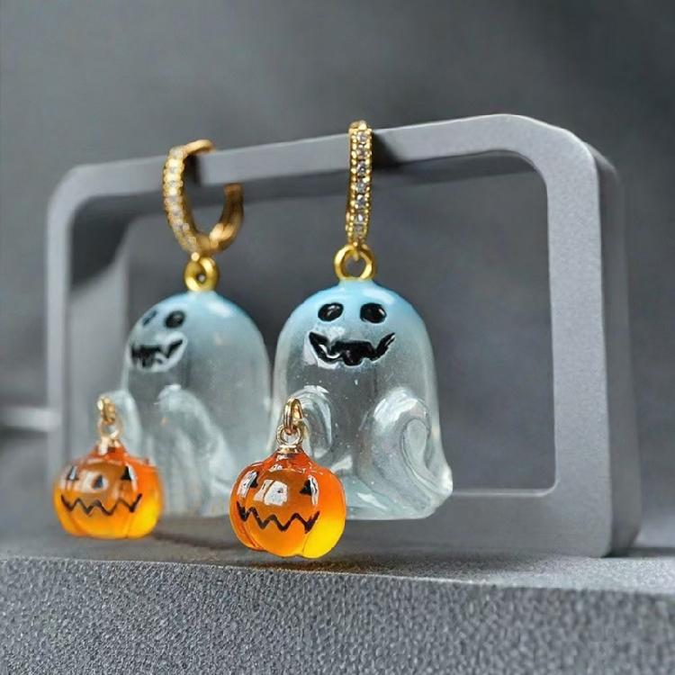 Festival Halloween Pumpkin Specter Earring Eye Catching Ear Jewelry Theme Gathering Earrings Alloy Texture for Theme Event