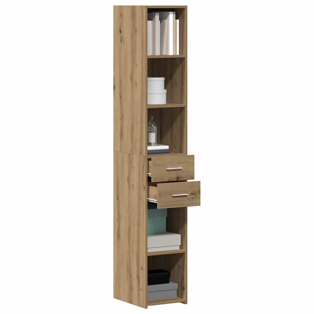 Bookshelf with Drawers Artisan Oak Finish 30 X 42.4 X 185.2 Cm