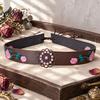 Cowboy Hat Band Ethnic Style Band, Durable PU Leather Embroidered DIY Decoration Strap, Adjustable Decorative Belt for Wide Brim Hats Vintage Strap