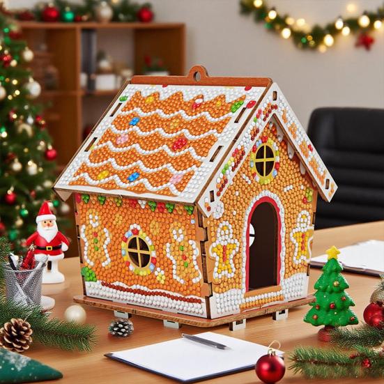 Julgransdekoration Pepparkakshus Trä DIY Pusselset Familjehelg Träd Prydnad Heminredning