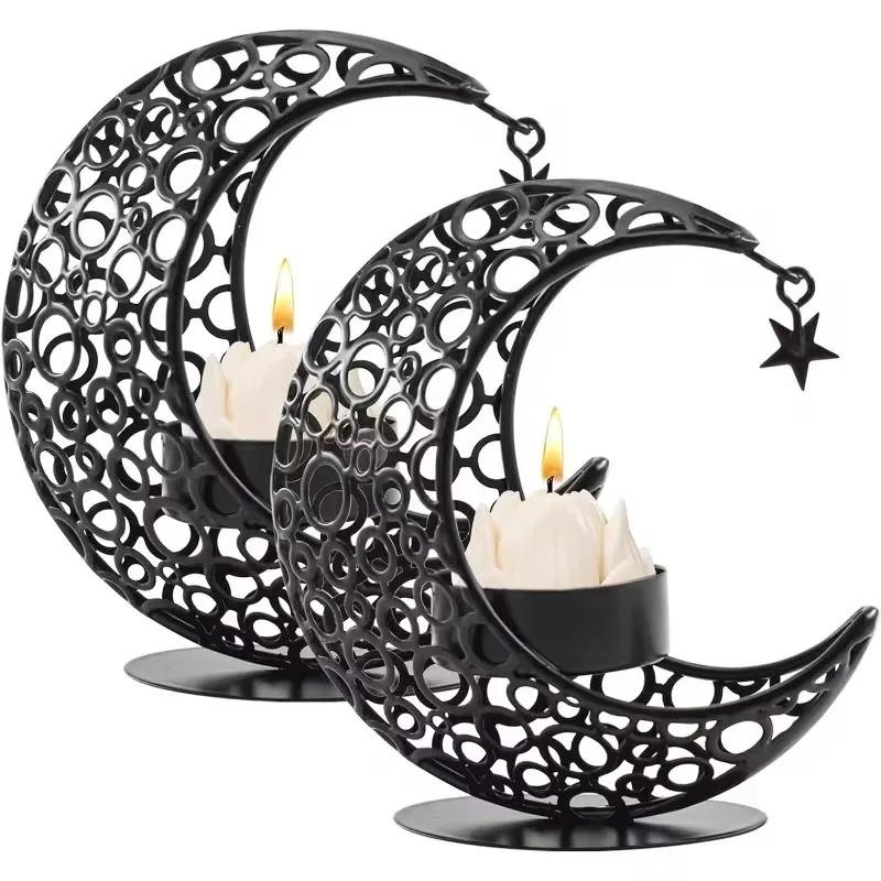 1-5PCS Elegant Metal Moon Candle Holder Romantic Wedding and Christmas Table Decor Modern Luxury Independent Tea Light Stand