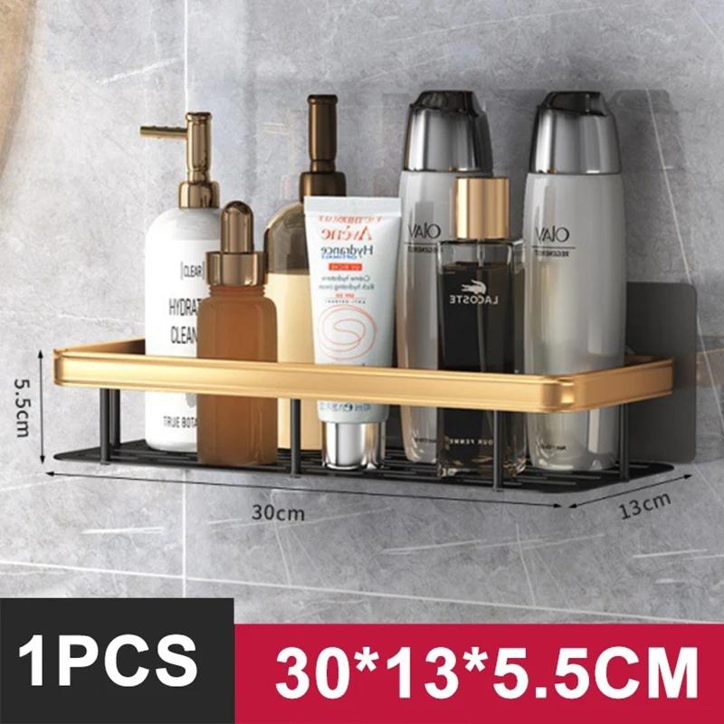 Bathroom Shelf Kitchen Storage Organizer Aluminum Alloy Shampoo Rack Shower Shelf Bathroom Accessories No Drill Shelf