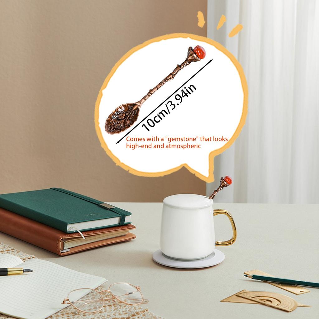 Natuurlijke Kristallen Koffielepels Met Vintage Snijwerk Creatieve Dessert Roerlepel