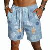 Mens Board Shorts with Drawstring Waist and Tropical Tree Print Quick Dry Swim Trunks for Beach Surf Sports