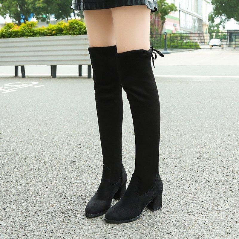 Women's high boots summer thin autumn and winter knee elastic boots versatile single boots thick heel new boots high heel