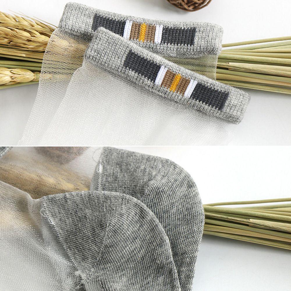Summer Men Transparent Glass Silk Ultra-Thin Cotton Short Crew Short Socks Invisible Socks