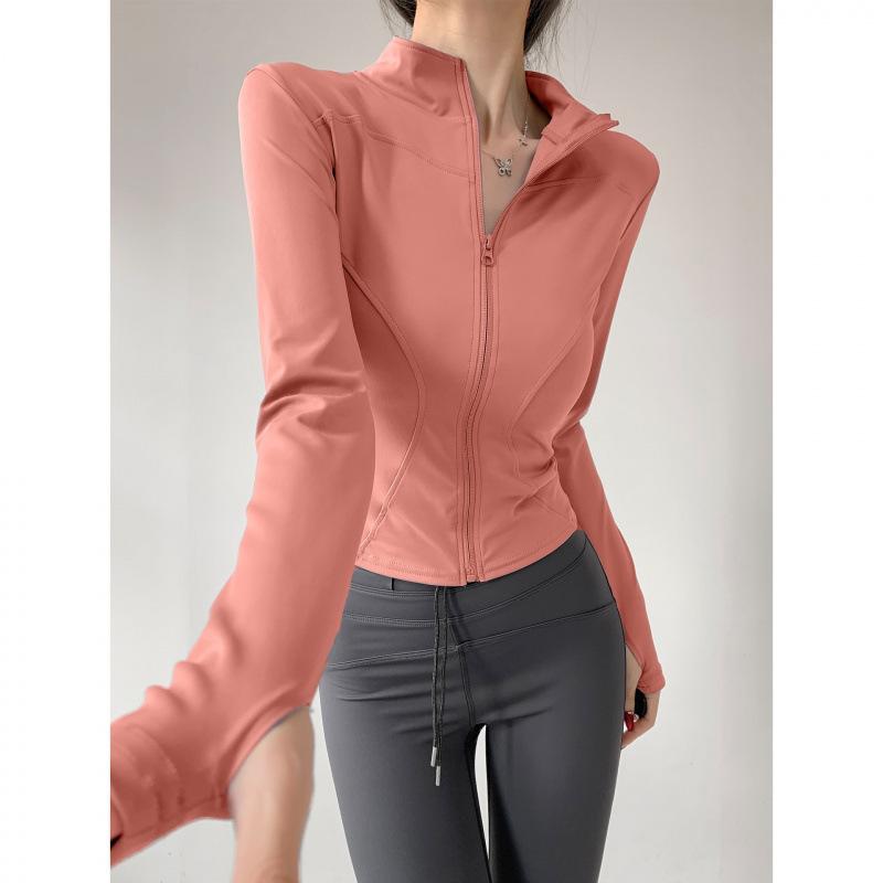 Pilates Fitness Jacket, Quick-dry Top, Stand-collar Yoga Suit, Women's Tight Slimming Waist-tightening Sports Top, Running Training
