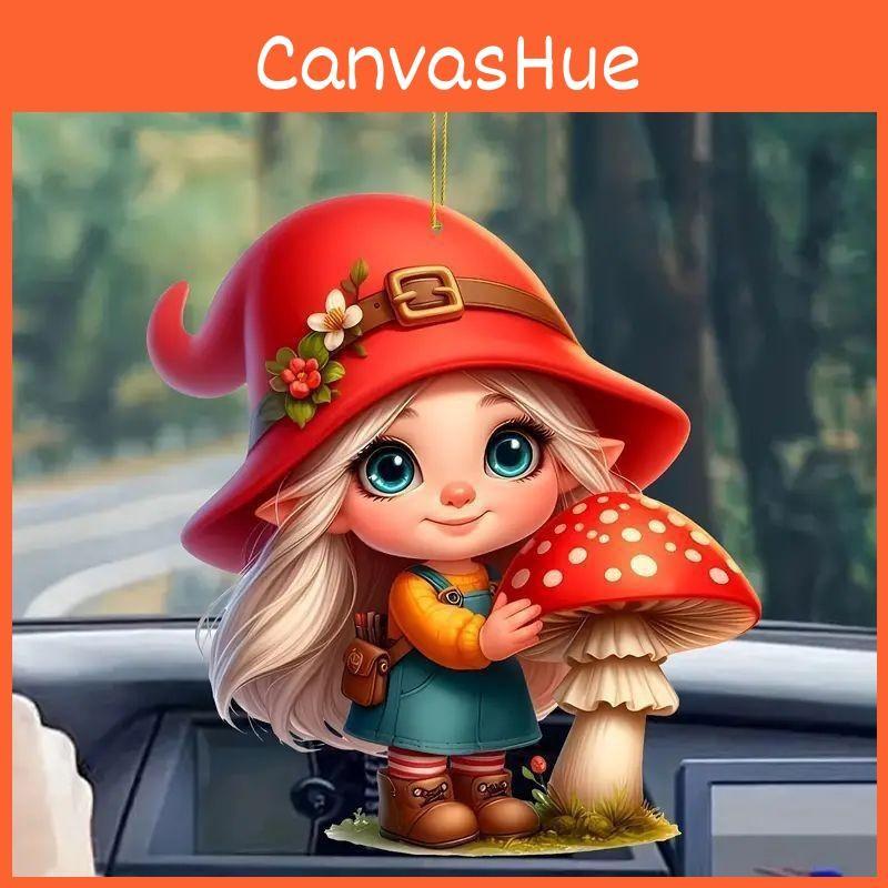 Car Little Acrylic Red Riding Mushroom Girl Keychain Pendant Vehicle Interior