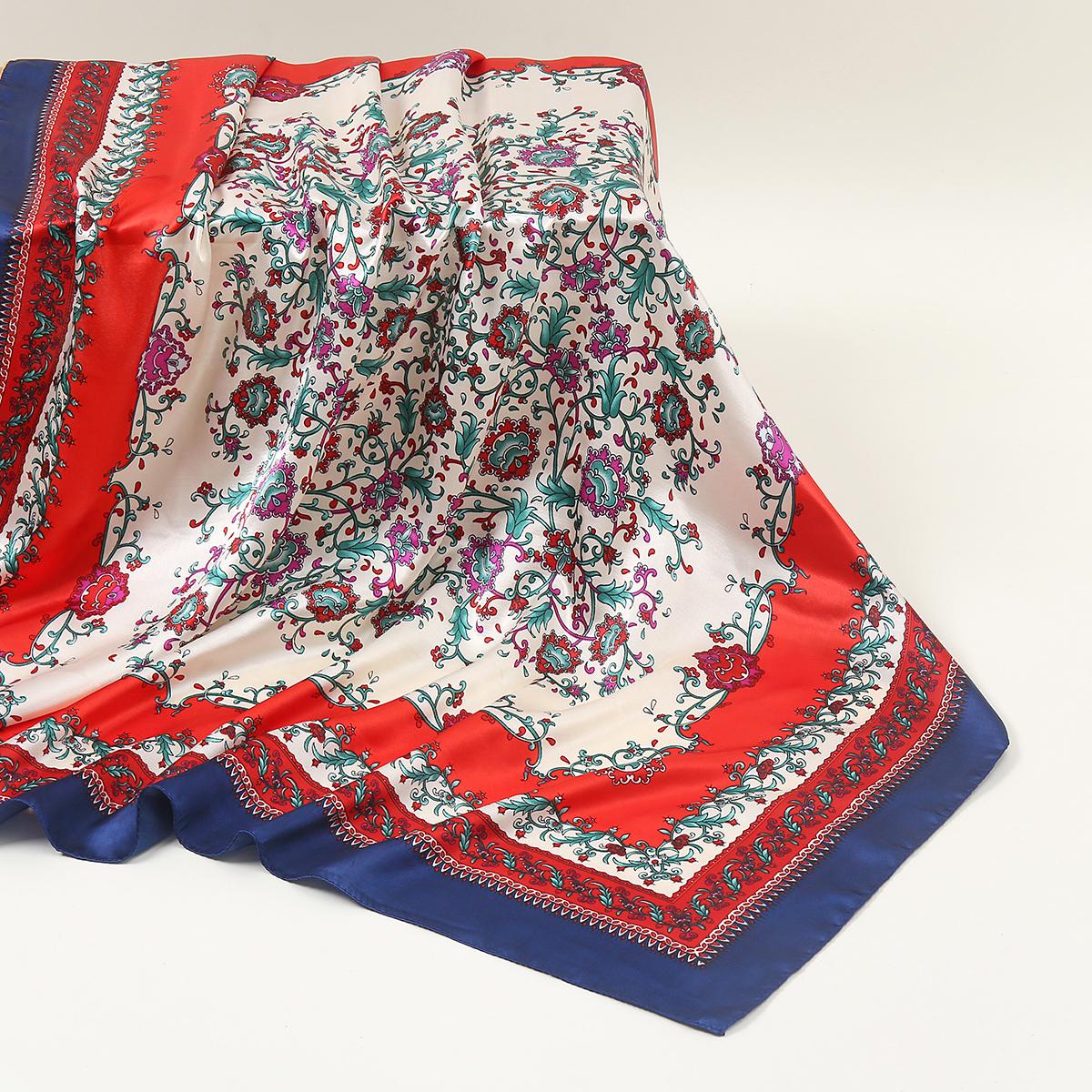 

Модный принт 90см Квадратный шелковый платок шаль Женский аксессуар для волос Стильная упаковка Декоративные аксессуары