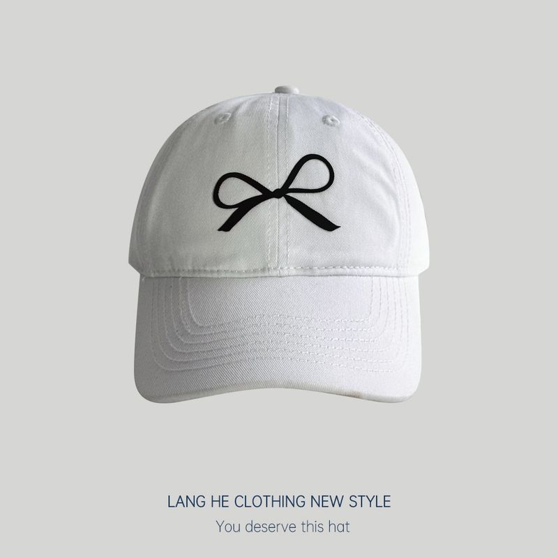 

Bows Embroidered Peaked Cap Women s Face Slimming Ins South Korea Easiest for Match Casual Baseball Cap Spring Summer Sun Hat Adhesive Bows White Adjustable 55-59cm