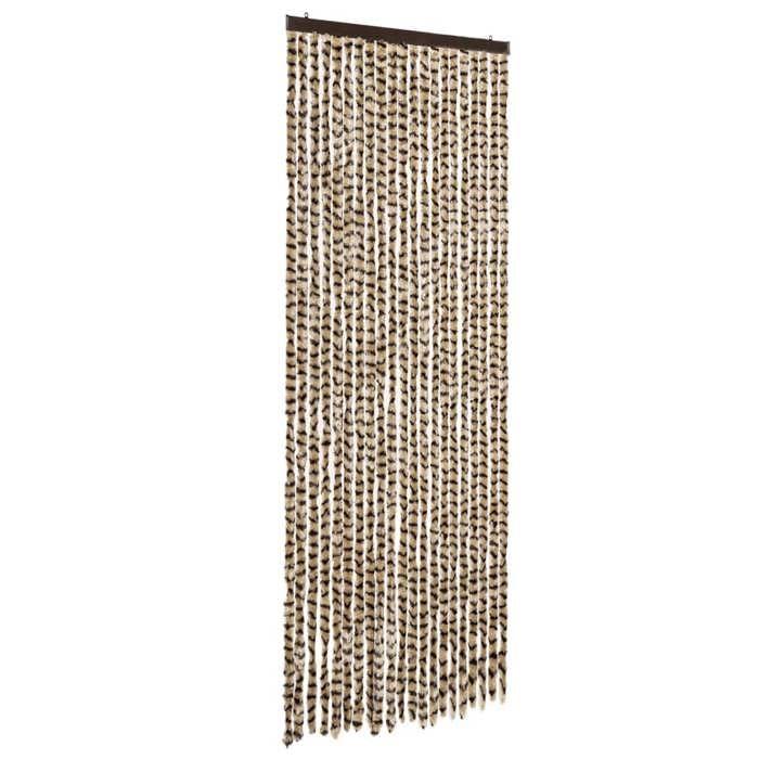 VidaXL Fly Curtain, Insect Screen with Hook, Adjustable Length and Width Door Curtain, Beige and Brown 377388
