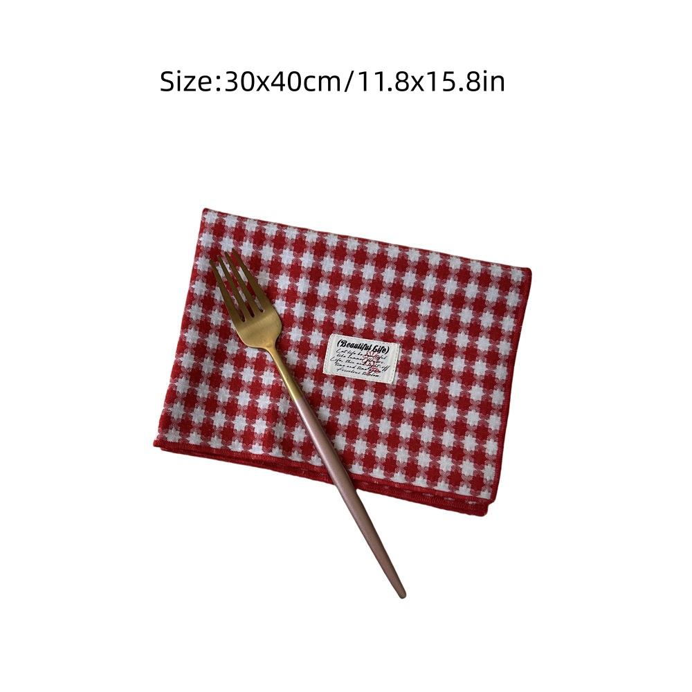 Retro Red Checkered Placemats Double Sided Napkins Christmas Dining Table Mat Coaster Food Posing Background Cloth 30x40cm