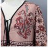 Rochie Lungă cu Imprimeu Boem de Vacanță Primăvară Toamnă Retro Haine Largi Elegante Mânecă Lungă Decolteu în V Șiret Rochii Stil Etnic Floral