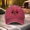 Vintage Washed Baseball Cap with Red Black Dragon Totem  Adjustable for Weddings Parties Festivals Cycling Camping