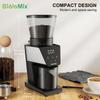 BioloMix AZ-BG706ST Conical Burr Coffee Grinder, 30 Grind Settings, Digital Timer, 300g Hopper