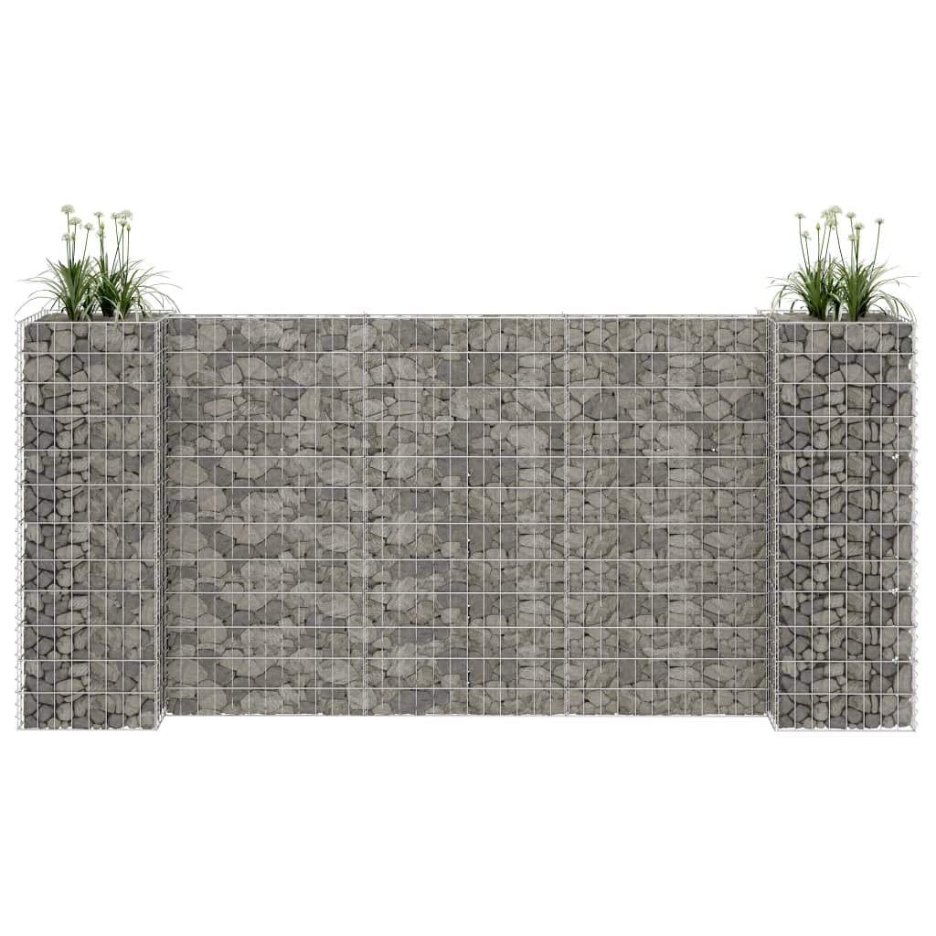 vidaXL H-förmiger Gabionen-Pflanzkorb Stahldraht 260x40x120 cm silber