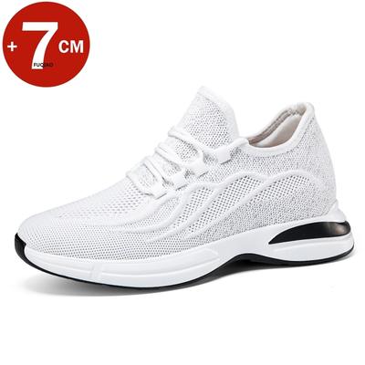 Fashion Summer Men Elevator Shoes Breathable Mesh Height Increase Sneakers Men Shoes Inner Length 7cm Outdoor Leisure White Taller Shoes