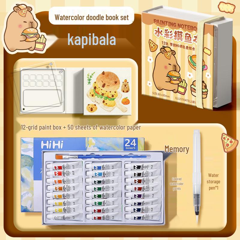 Moyu Watercolor & Acrylic Travel Sketching Set: Portable Palette, Drawing Board, and Book for Painting and Sketching.