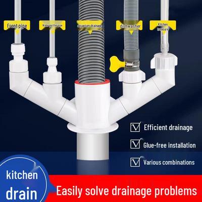 3-Way Kitchen Drain Pipe Deodorant & Multi-functional Dishwasher Water Purifier Connector