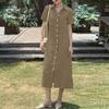 ZANZEA Women Casual Turn Down Collar Solid Color Short Sleeve Dress