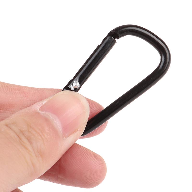 10Pieces Black D Shaped Aluminum Alloy Carabiner Hook Keychain Accessories