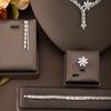 A set of elegant cubic zirconia jewelry with a floral design, perfect for women to wear at weddings and parties