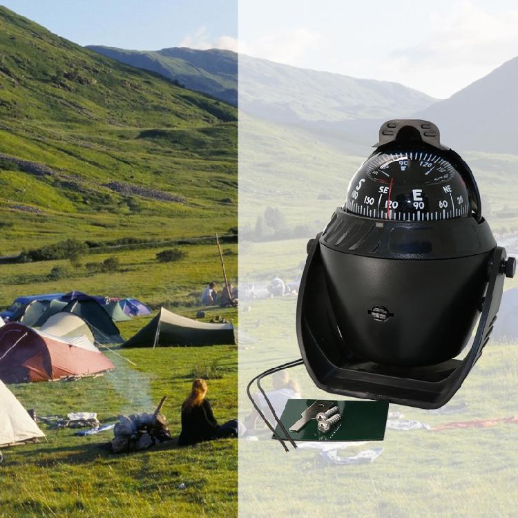 Waterproof Compass Rotating Navy Compass for W/ LED Light for Marine Navigation