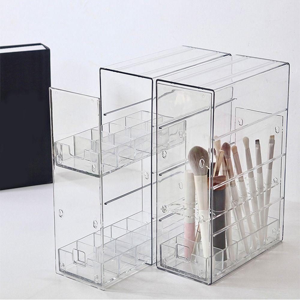 

Dustproof Lipstick Display Rack Transparent Dresser Organizer Cosmetic Brush Organizer Living Room Transparent-Style B
