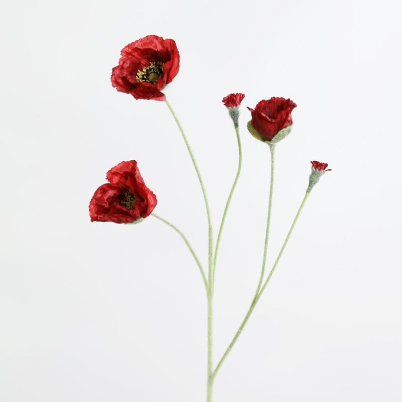 

10pcs Silk Fake Flowers Artificial 5-Heads Poppies Branch Plant Restaurant Decoration Orange Yellow Flower Simulation Poppy червоний