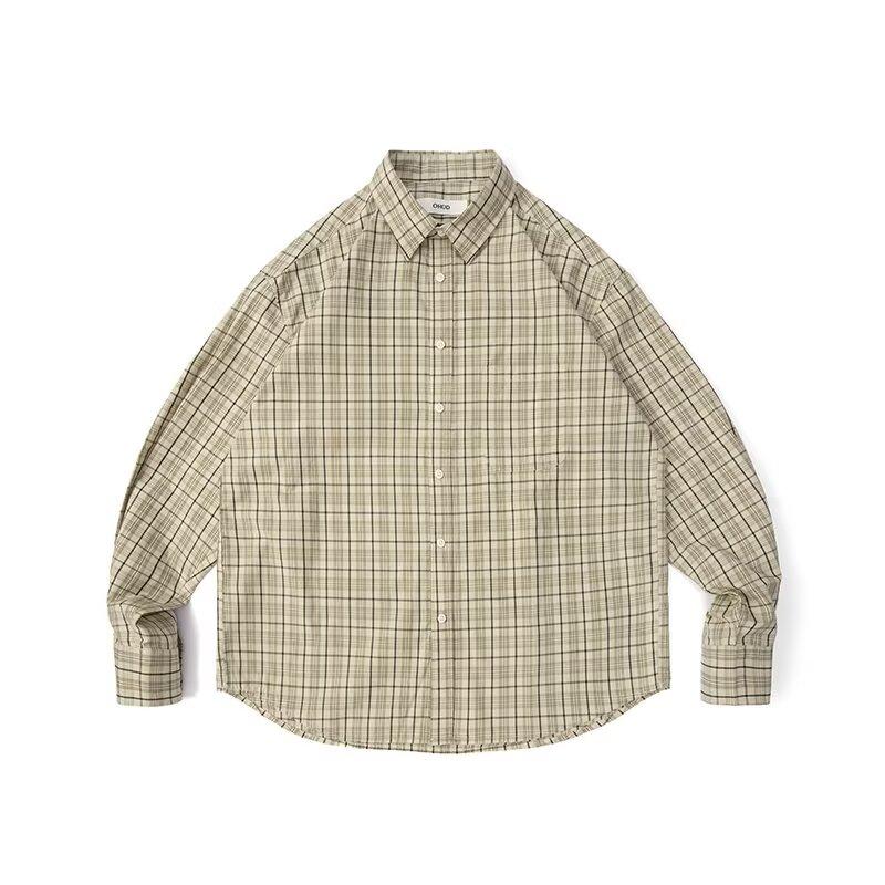 2024 Plaid Long Sleeve Shirt Japanese Hong Kong Style Ins Loose Shirt Boys Summer Trendy Versatile Casual Coat