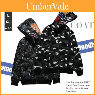 Sweat à capuche camouflage avec design de tête de requin veste confortable à fermeture éclair intégrale