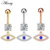 Alisouy 1pc Surgical Steel Crystal Zircon Star Butterfly Moon Stones Dangle Button Navel Piercing Ring Belly Ring Body Jewelry