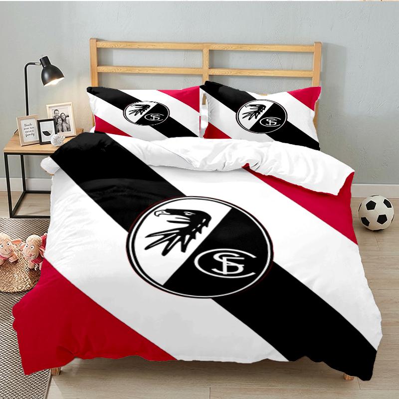 3PCS Eagle Symbol Frei-burg Football Bedding set,Ideal for1pc Duvet Cover And 2pcs Pillowcases Perfect for Christmas gift,Ideal for Bedroom,Dormitory
