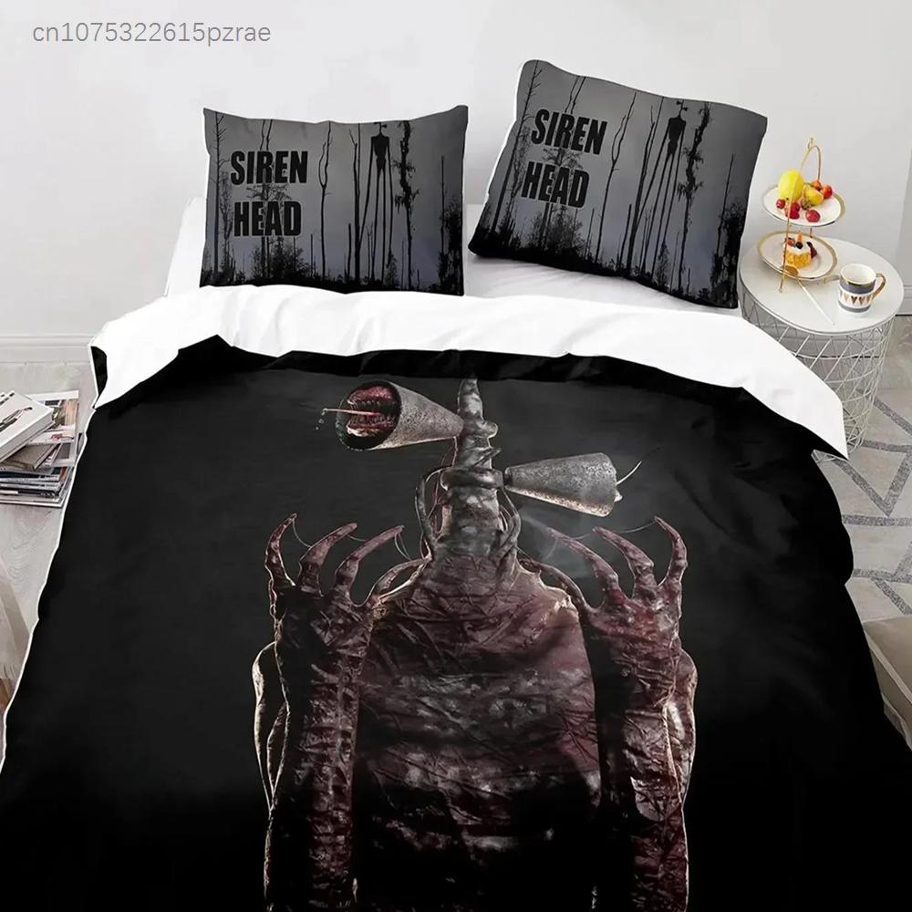 Sada povlečení Siren Head Jednolůžko Twin Tištěná Sada na postel s povlakem na polštář Povlak na přikrývku Měkké Velikost Queen King Ložní prádlo Domácí Dospělí Kluci