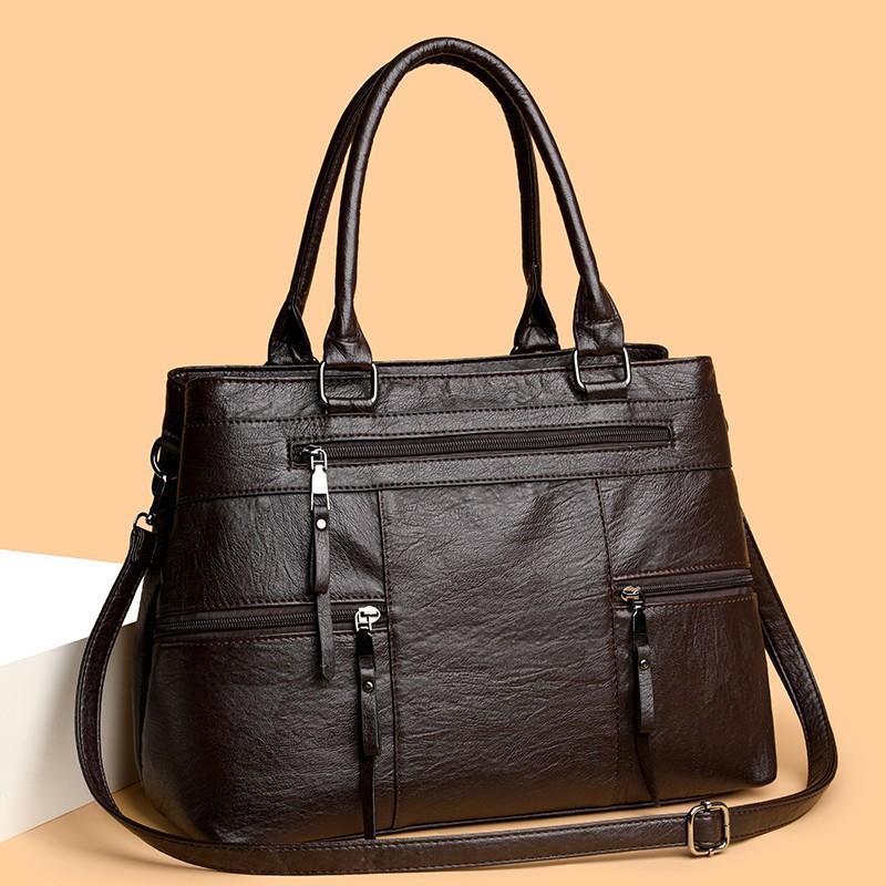 Stylish Large Capacity Soft Leather Tote Bag for Women Elegant Crossbody Shoulder Bag Commuter Handbag