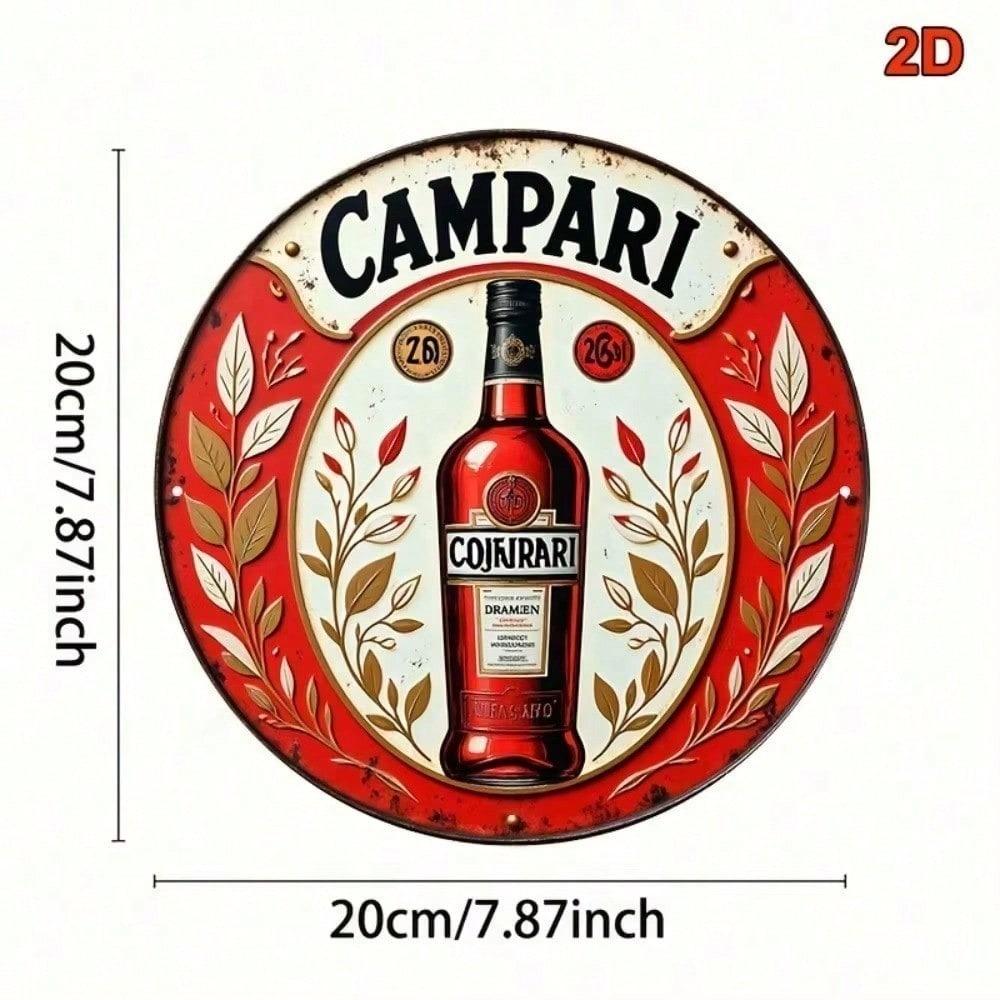 Vintage Round Wall Sign Capri 8 Inch Retro Metal Aluminum Plaque Classic Home Bar Pub Decor