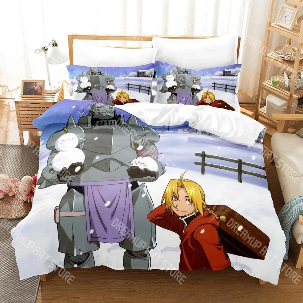 Fashion Fullmetal Alchemist Bedding Set Single Twin Full Queen King Size Bed Set Kids Bedroom Duvetcover Sets Bed Sheet Set