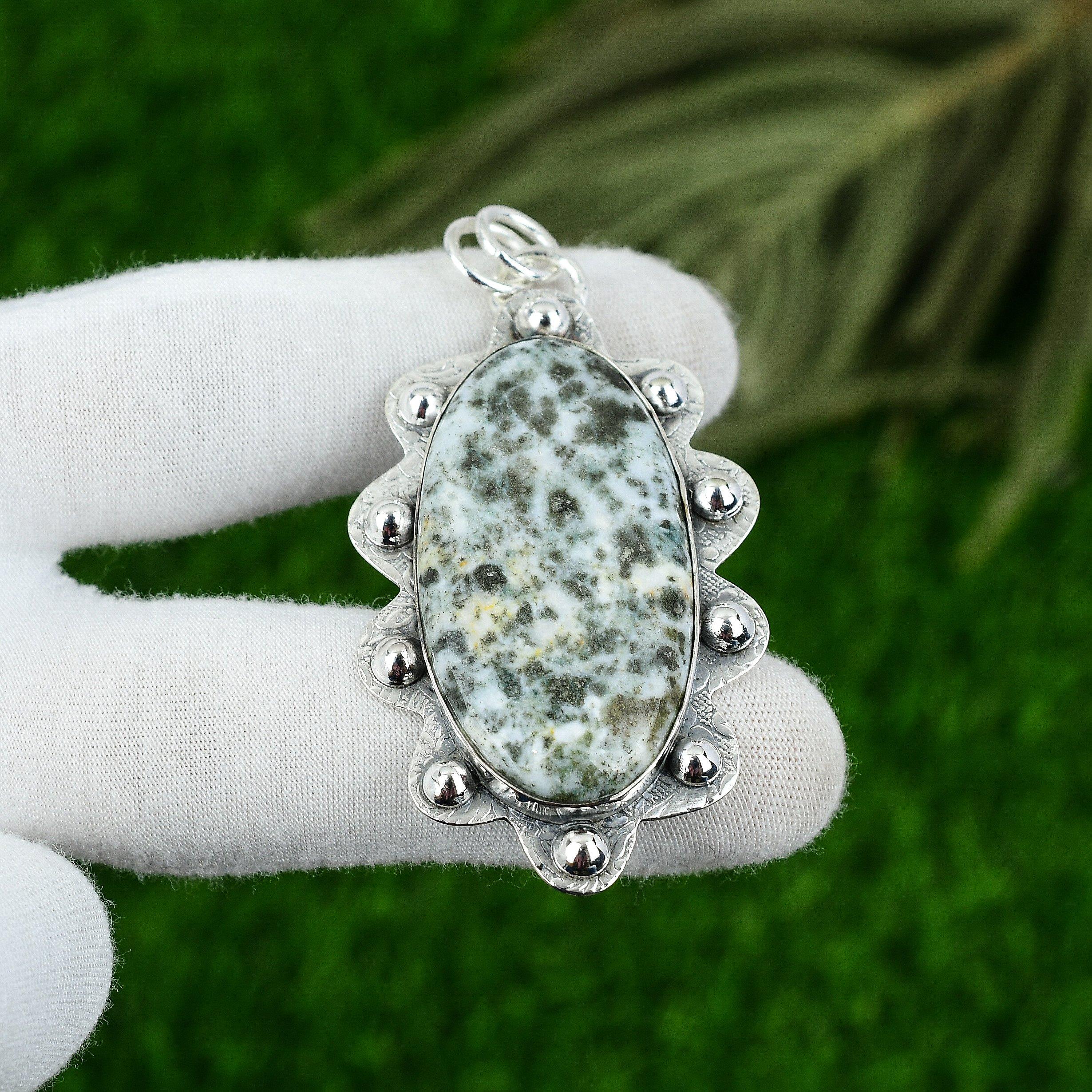 

Натуральный агат древовидный камень кулон зеленый серебро 925 пробы индийские украшения