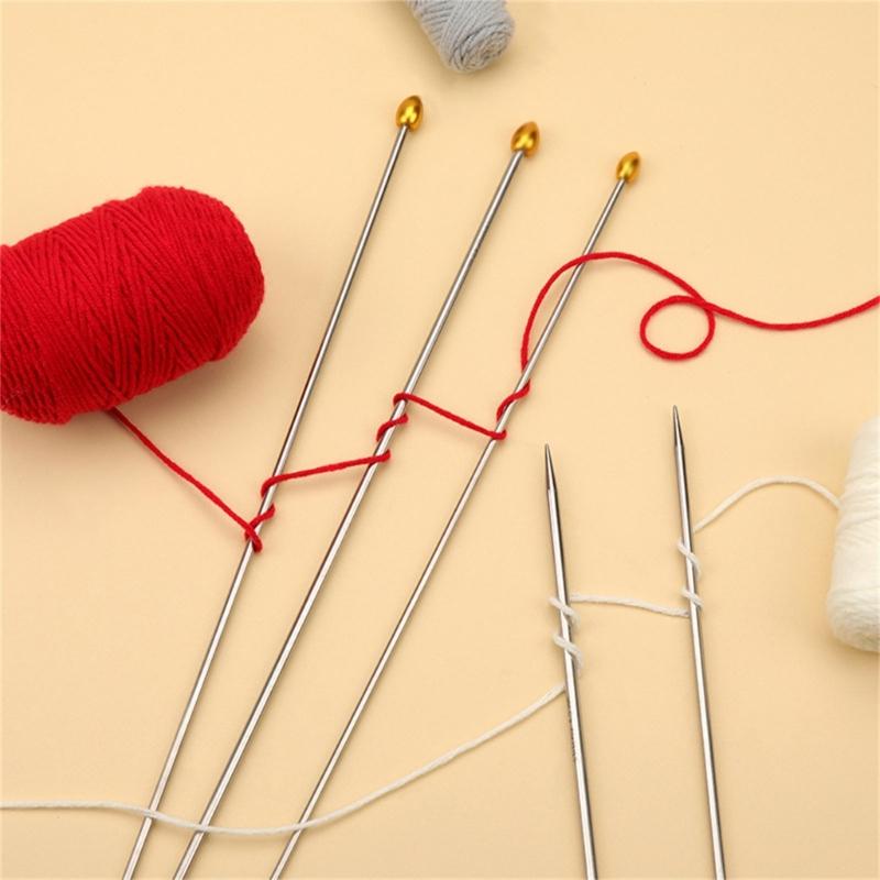 5Pcs Double Pointed Knitting Needle with 2 Stainless Single Ended Knitting Needle Stainless Steel Knitting Needle Set