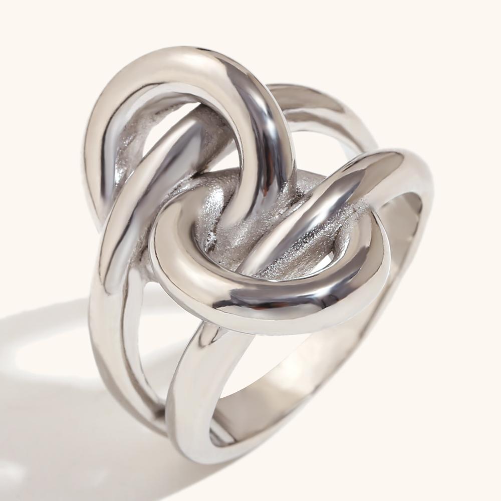 

La. Muses Double-layer Winding Knotted Stainless steel Fashionable Women s Ring 18K Gold-plated Waterproof Jewelry Gift 6