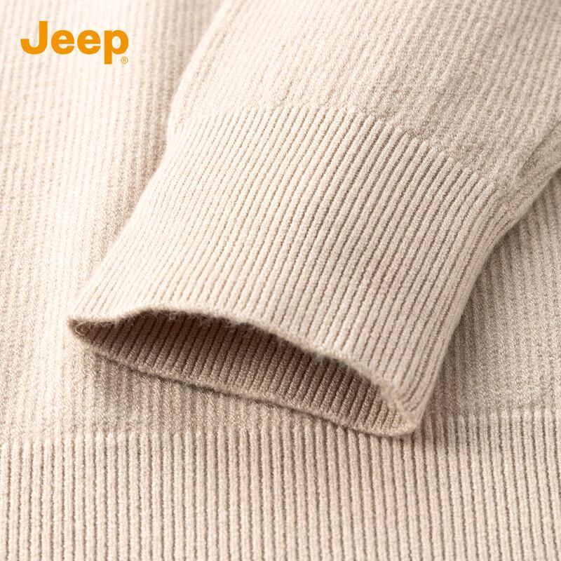 Jeep Men's Solid Color Loose Round Neck Knit Sweater