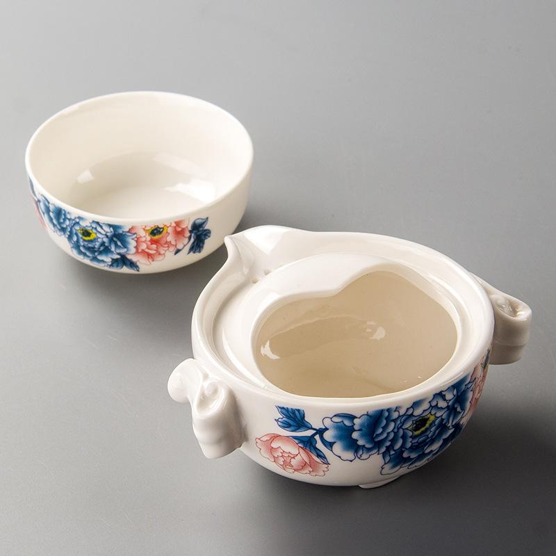 Cestovní čajový set v různých stylech, vysoké kvality, krásný a elegantní Gaiwan, čajová konvička a šálky, porcelánový čajový set, 1 čajová konvička, 1 čajový šálek