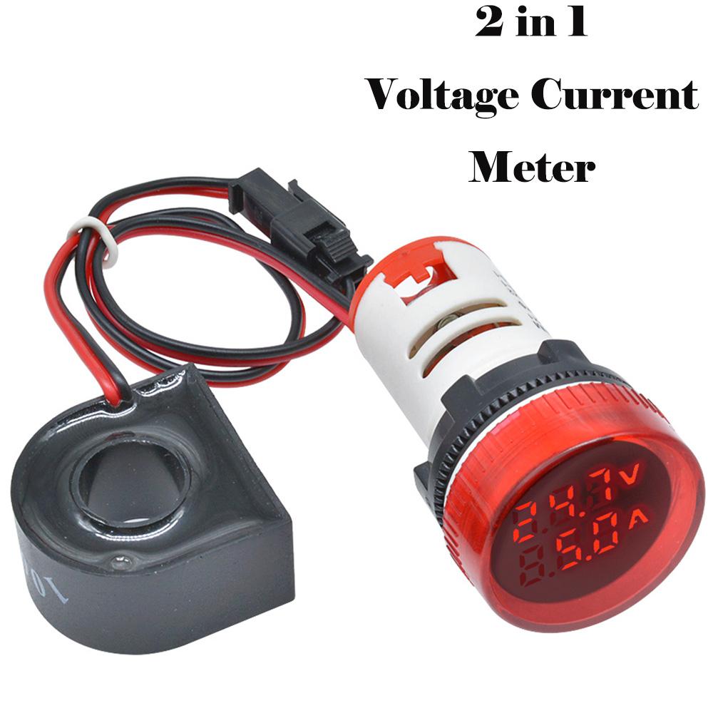 AC 60-500V 110V 220V Ammeter Voltmeter HZ Hertz Frequency Meter 22mm Digital Current Voltage Amp Signal Light LED Lamp Indicator