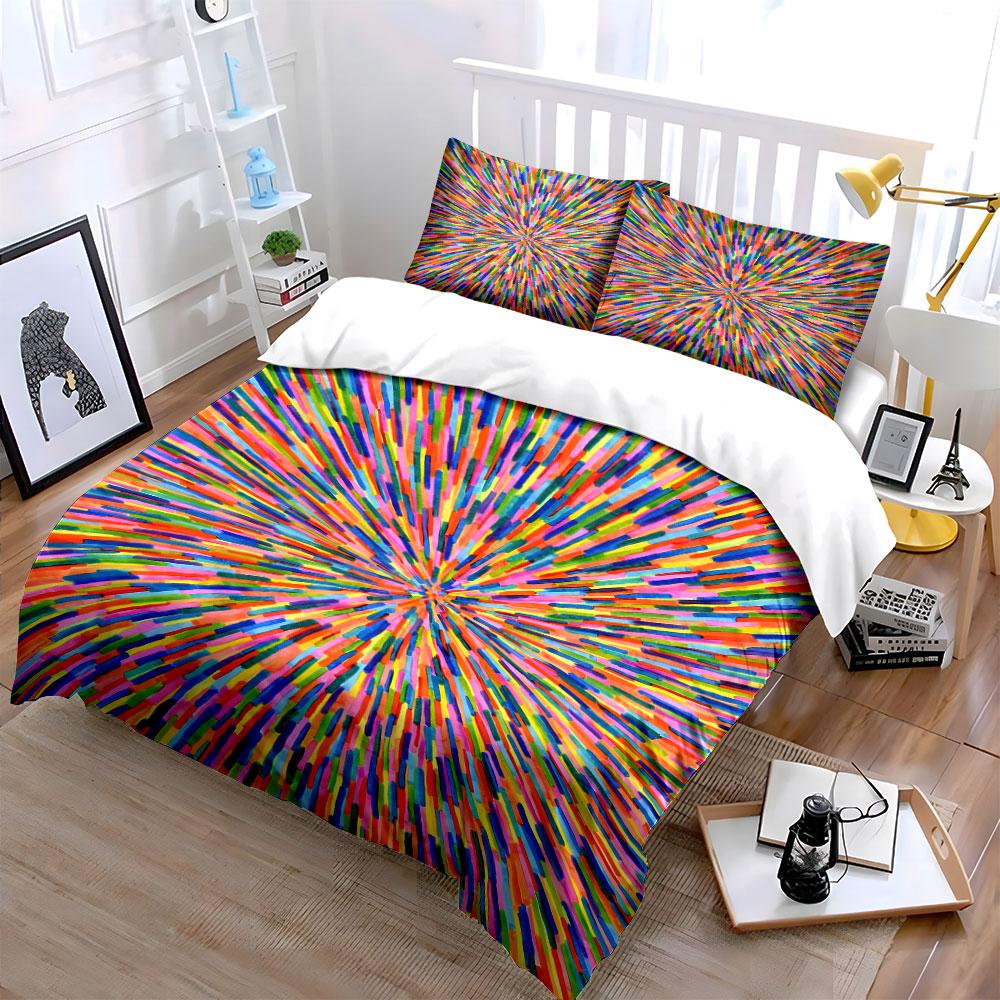 Colorful radial stripe burst. Bedding sets Duvet cover sets Duvet covers Pillowcases(1 * Duvet Cover 2 * Pillowcases without duvet insert)