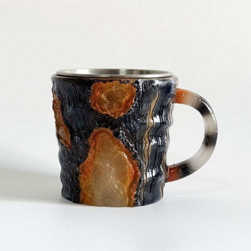 Faux Mineral Crystal Coffee Cup Resin Transparent Stylish Drinkware for Home Office Cafe Decorative Beverage Drinking Container