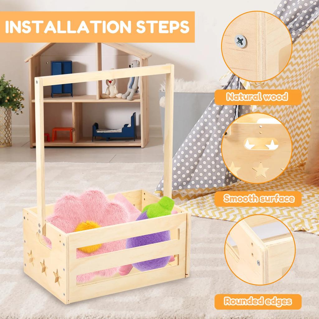 Wood Baby Shower Basket Closet Multipurpose Baby Shower Basket with organizer Baby Storage Crate Household Decorative